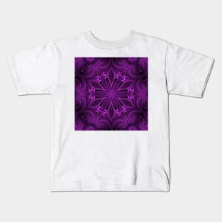 pink and purple hexagonal floral fantasy kaleidoscopic design Kids T-Shirt